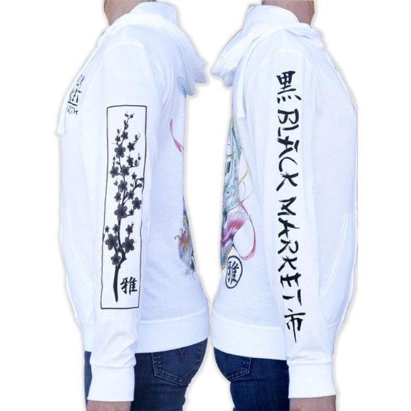 Discontinued! Fire Bird Custom Tattoo Art White Thin Hoodie S-M-L-XL - Picture 4 of 8